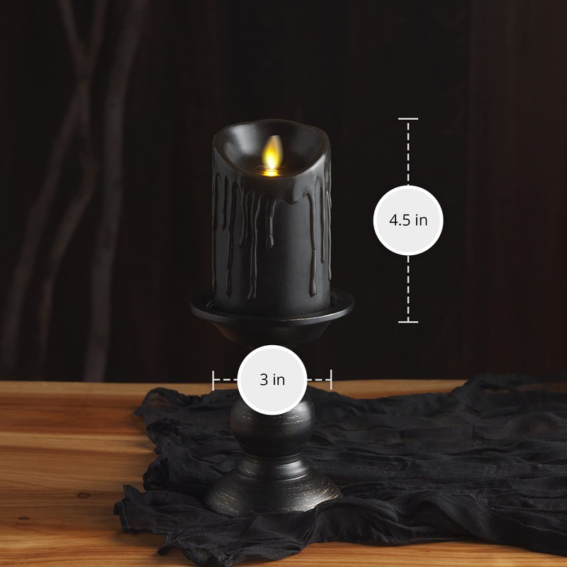 Luminara Wax Drip Flameless LED Candle, Black 3" x 4.5",