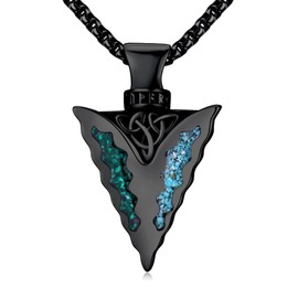 TwoAnts Arrowhead Necklace 925 Sterling Silver Black Gold Plated Turquoise Malachite Protection Amulet Pendant Necklace with Celtic Knot Native American Jewelry Gifts for Men Women