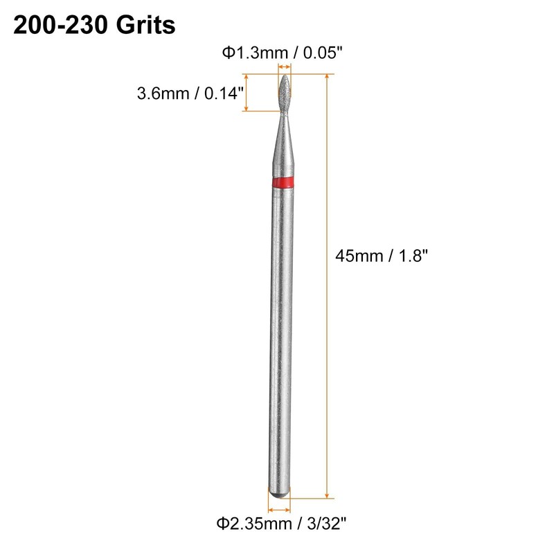 HARFINGTON 200-230 Grits Diamond Grinding Bit 1.3mm Oval Head 2.35mm