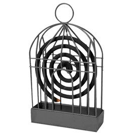 Family Bird Cage Incense Stick Holder, Mosquito Spiral Rack, Meditation Decorative Incense Burner, Incense Spiral Rack with Handle Can Be Used for Home, Shopping Mall, Bathroom, etc. (Black)