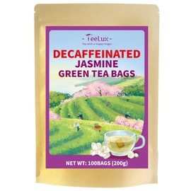 TeeLux Decaf Jasmine Green Tea Bags, Decaffeinated Jasmine Scented Green Tea, Pleasant Aroma & Smooth Taste, 100 Count