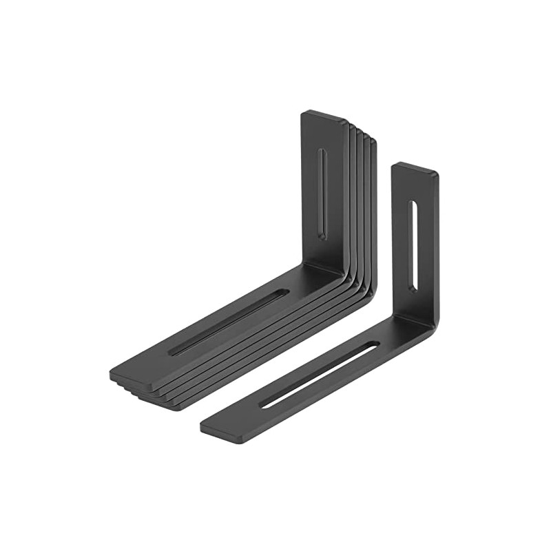6 PCS 6-1/8" x 4" Black Adjustable L Corner Brace