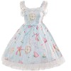 Smiling Angel Sweet Lolita Printed Rabbit Dress Sleeveless Chiffon Lace