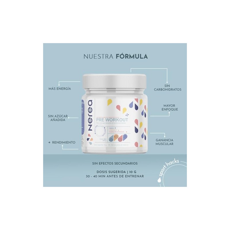 NEREA pre workout pre entreno con creatina monohidratada de alta