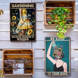 MorningRo 2 Pcs Funny Garden Sign 12'' x 8'' Garden Decor Metal Tin Sign Housewarming Birthday Gifts for Women Grandma Mom Plant Lovers for Greenhouse Home Patio Yard Wall Decor Outdoor (Girls)
