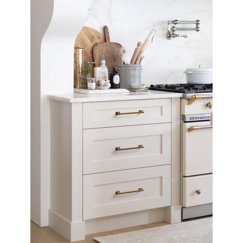 SORWDUERM 5 Pack Antique Brass Cabinet Pulls Square 3.78"(96mm) Hole