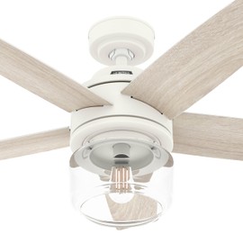 Hunter Fan 44 Inch White Indoor Ceiling fan with LED Light and Remote Control for Bedroom, Living Room/Family Room, Office, Basement, Kitchen, Dining Room (Renewed)