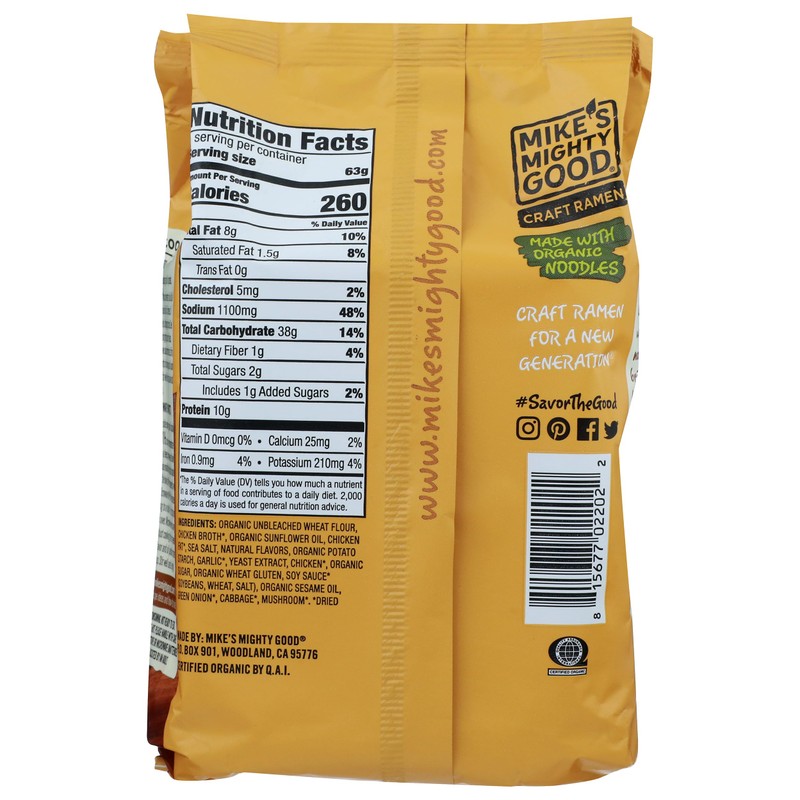 MIKES MIGHTY GOOD Organic Fried Garlic Chicken Ramen, 2.2 OZ