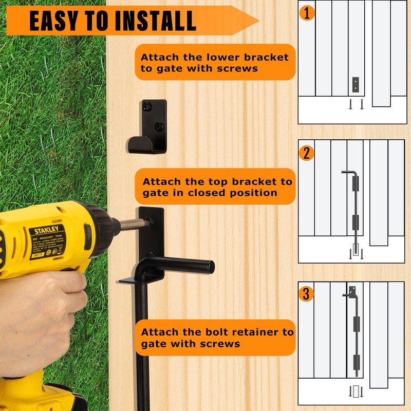 DJSUNPACKING 18" Heavy Duty Cane Bolt Gate Drop Rod with