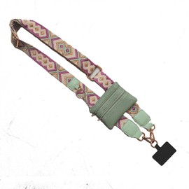 Czrqvyx Phone Strap with Zippered Pouch, Adjustable Crossbody Strap, Clip and Go Wallet Pouch (Purple)