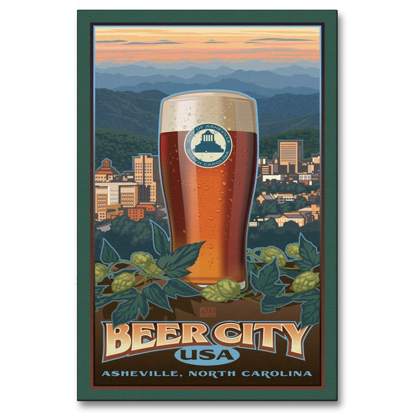 Asheville Beer City Giclee Archival Canvas Print Wall Art Décor