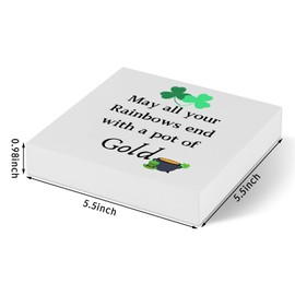 St. Patricks Day Decor Irish Blessing Sign May All Your Rainbows End with a Pot of Gold Decorative Wooden Box Sign for Home Kitchen Irish Blessing Gift Table Shelf Display