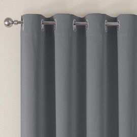 VEHEDE Grey Eyelet Curtains, Window Thermal Curtain Against Cold, Set of 2 Bedroom Curtains with Eyelets, Blackout Living Room, H 244 x W 140 cm, Set of 2