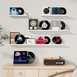 Fun Memories Picture Ledge Shelf, 36 Inch Long Floating Shelves Set of 6, Picture Shelf for Wall with Lip, Large Nursery Book Shelves for Storage, Wall Shelves for Living Room Bedroom Kitchen, White