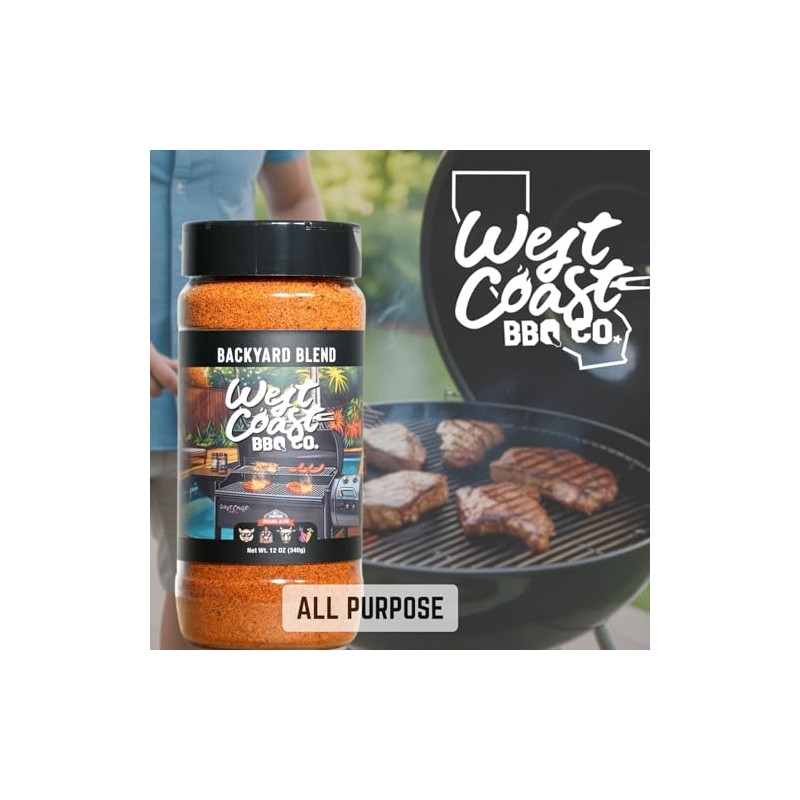 West Coast BBQ Co. Backyard Blend BBQ Rub, All-Purpose Seasoning,