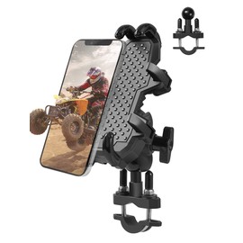 ZIDIYORUO ATV Phone Holder, Quad Phone Mount, 8 Clamps Holds 4.7-7.1" Phones, One Hand Operation Motorcycle Phone Clip for 7/8-9/8" Handlebar,Compatible with Yamaha Polaris Honda Can Am