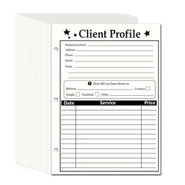3-Hole Client Profile Cards for Salon, Spa & Hairdresser (100 per Pack, 5.5" X 8.5")