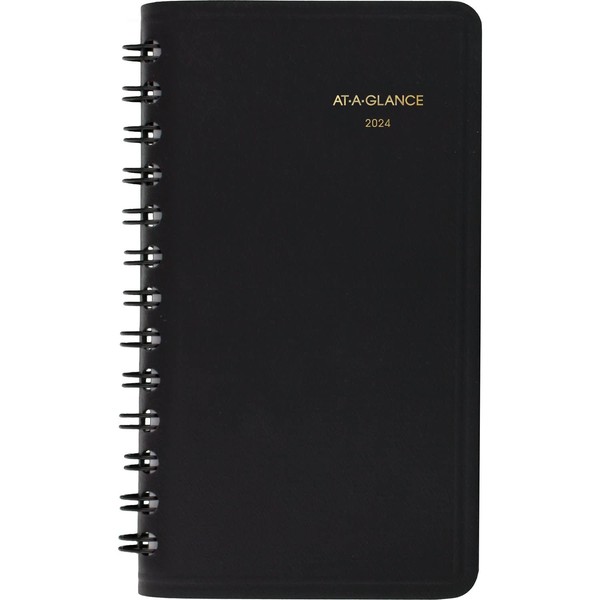 AT-A-GLANCE 2024 Weekly Planner, 2-1/2" x 4-1/2", Pocket Size, Black