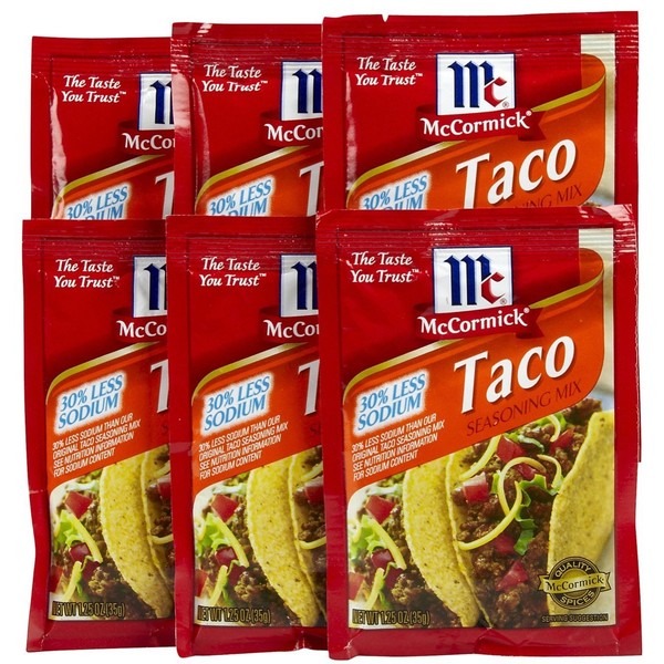 McCormick Low Sodium Taco Seasoning, 1.25 oz, 6 pk