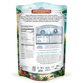 Birch Benders Plant Protein Pancake & Waffle Mix, Vegan, 10g Plant-Based Protein, Whole Grains, Just Add Water, Family Size, 6 Pack, 14 Oz
