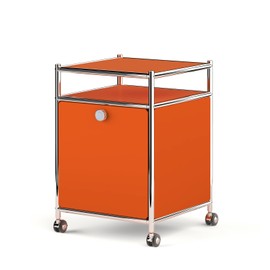 Simplink Elegant Matte Storage Cart with 22.8" Height - Perfect Side Table, Night Stand - Large Capacity with Flap Door, Detachable Wheels - Ideal for Home, Office, Bedroom, Kitchen (Orange)