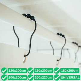 Shower Curtain Rings 12 Pcs Black Ball Slide System 7x3.9cm Size for Shower Curtain Rods Metal Black Rings Shower Curtain Rings Shower Curtain Hooks Metal Rings