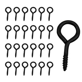 lokxmve Pack of 50 Eye Bolts Black with Wood Thread Eye Screws Hooks for Screwing Eye Bolt 16 mm x 30 mm Eye Screw for DIY Jewellery Making Crafts Picture Frame Holiday Decoration