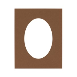 CountryArtHouse Aged Oak Brown Acid Free 8x10 Oval Picture Frame Mat with White Core Bevel Cut for 5x7 Pictures - Fits 8x10 Frame - Pack of 1 Matboard Show Kit with Acid Free Backing & Clear Bag