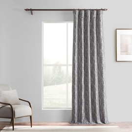 HPD Half Price Drapes Tiger Stripe Faux Silk Jacquard Room Darkening Curtains - 108 Inches Long Curtain for Bedroom & Living Room, Rod Pocket Design (1 Panel), 50W x 108L, Tiger Stripe Grey