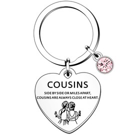 HULALA Cousin Gifts For Women Girls Cousin Friendship Keyring Key Ring Keychain Birthday Christmas Side By Side Or Miles Apart Cousins Are Always Close At Heart