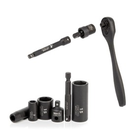 NEIKO 02436A 1/4 Drive Impact Socket Set 50 Piece Metric & Standard, Deep & Shallow Chrome Vanadium Steel 3/8” to 1/4” Reducer Hex Shank Adapter, 1/4 Socket Set Metric and Standard, Deep Socket Set