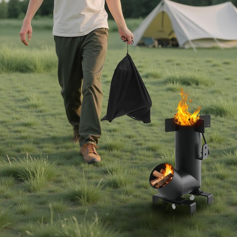 VEVOR Camping Rocket Stove, Wood Burning Portable Rocket Stove with
