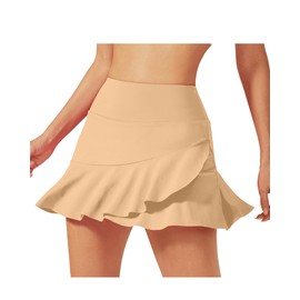 G4Free Women's Pleated Tennis Skirts with Pockets Athletic Golf Skorts for Women Layered Skirts Workout Running(Desert Mist, L)