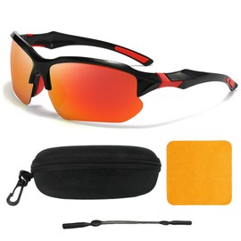 VEGCOO Cycling Glasses for Men Women, Sports Running Sunglasses Mtb Glasses Running Glasses Bike Glasses UV Protection Polarised Sunglasses for Outdoor Fishing Hiking (red)