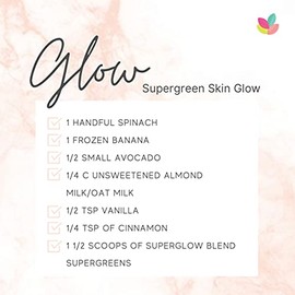 Superblend Glow 300g- Supergreens Blend- 35 35 Food-Based Ingredients Plus bioactive enzymes High-Fibre, Low Fat and Dairy-Free Naturally-Occurring Vitamin C for Immunity- Supergreen Shots