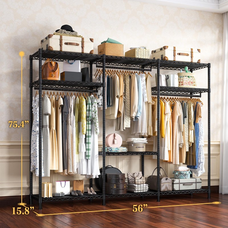 Raybee Clothes Rack Heavy Duty Load 795LBS Portable Clothing Racks