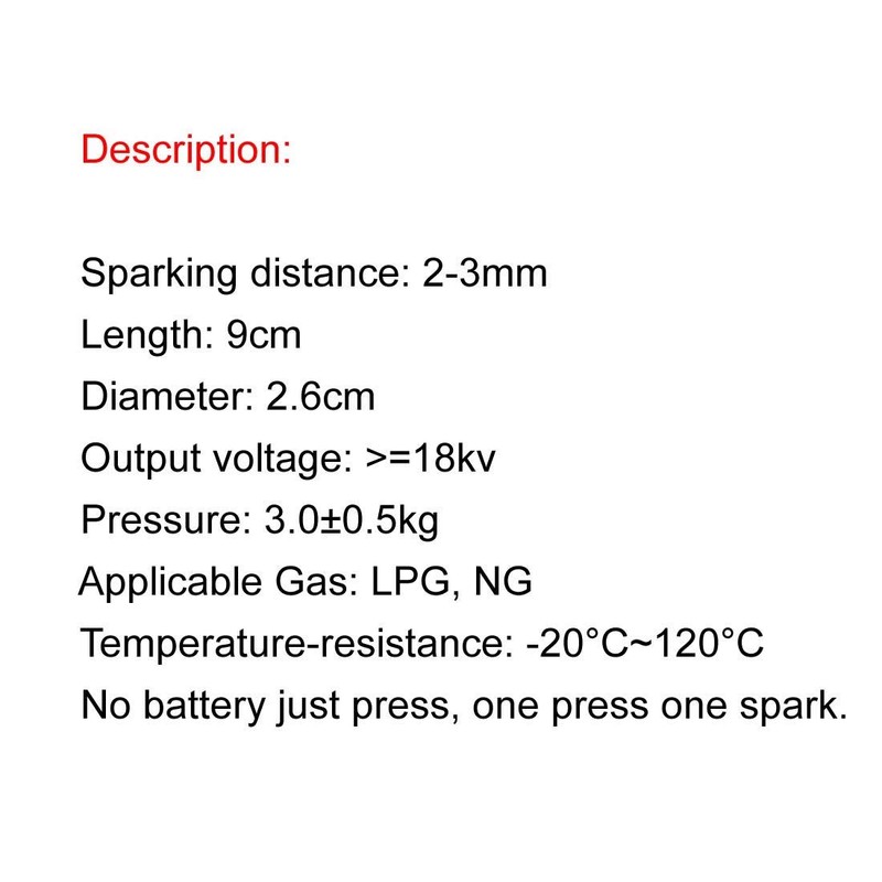 Meter Star Gas Heater One Outlet Piezo Igniter Spark Plug