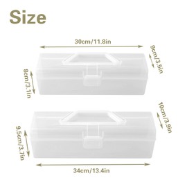 JINGHANGER Pack of 2 Trading Cards Storage Box with Handle Transparent Plastic Playing Card Box Storage Container Box for Sports Cards (30 x 9 x 8 cm and 34 x 10 x 9.5 cm)