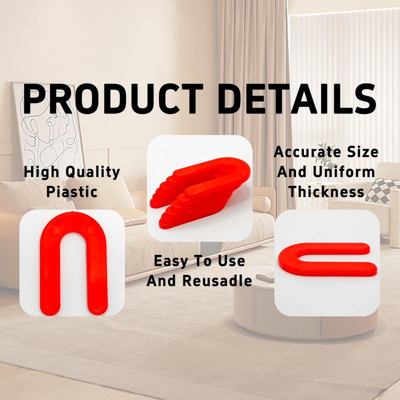 AUXBC 50PCS Horseshoe Tile Spacers, 1/8 Inch U-Shape Plastic Structural