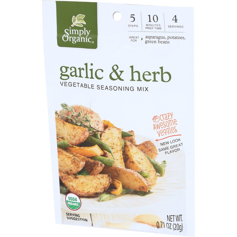Simply Organic Garlic & Herb Vegetable Seasoning Mix, Certified Organic,