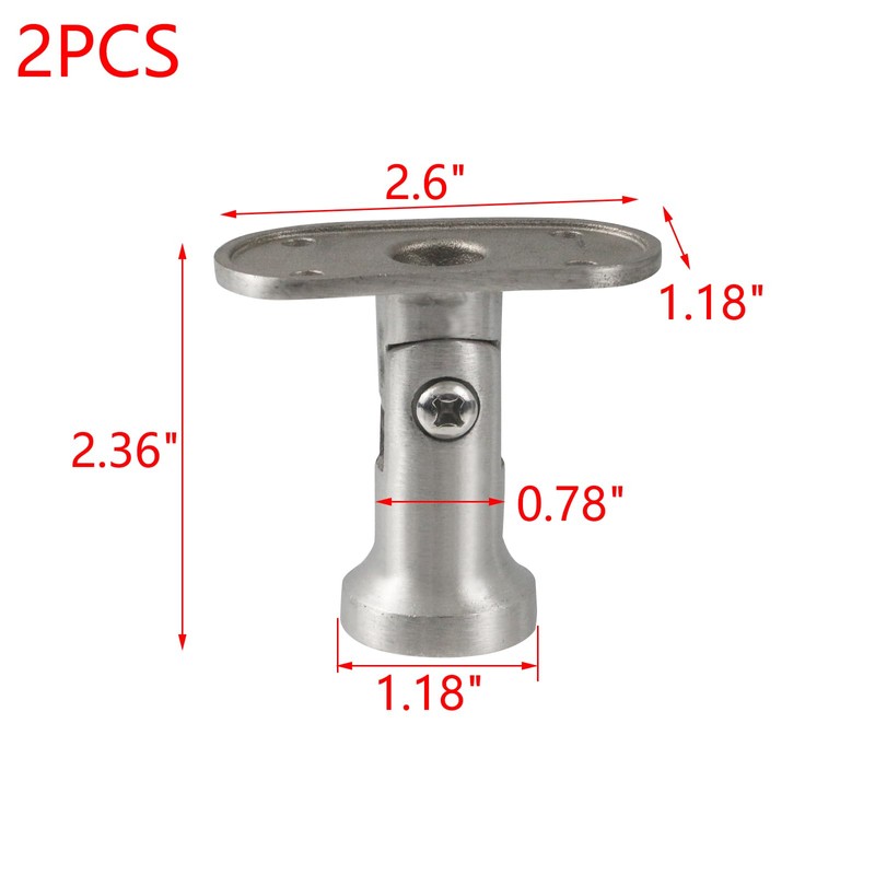 MY MIRONEY 2PCS Stainless Steel Handrail Bracket Heavy Duty Upright