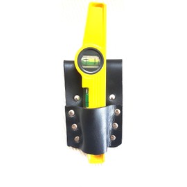 New BBI Strong Leather Holder 4 Scaffolding Tool Belt with 10'' Magnetic Spirit Level Bubble (Black Curve Holder+level)