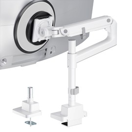 monTEK 17-57 Inch Ultrawide Monitor Arm for Up to 59.4lbs Screens, Aluminum Heavy-Duty Gas Spring Single Curved Screen Adjustable Monitor Stand,75/100mm Vesa Mount, White