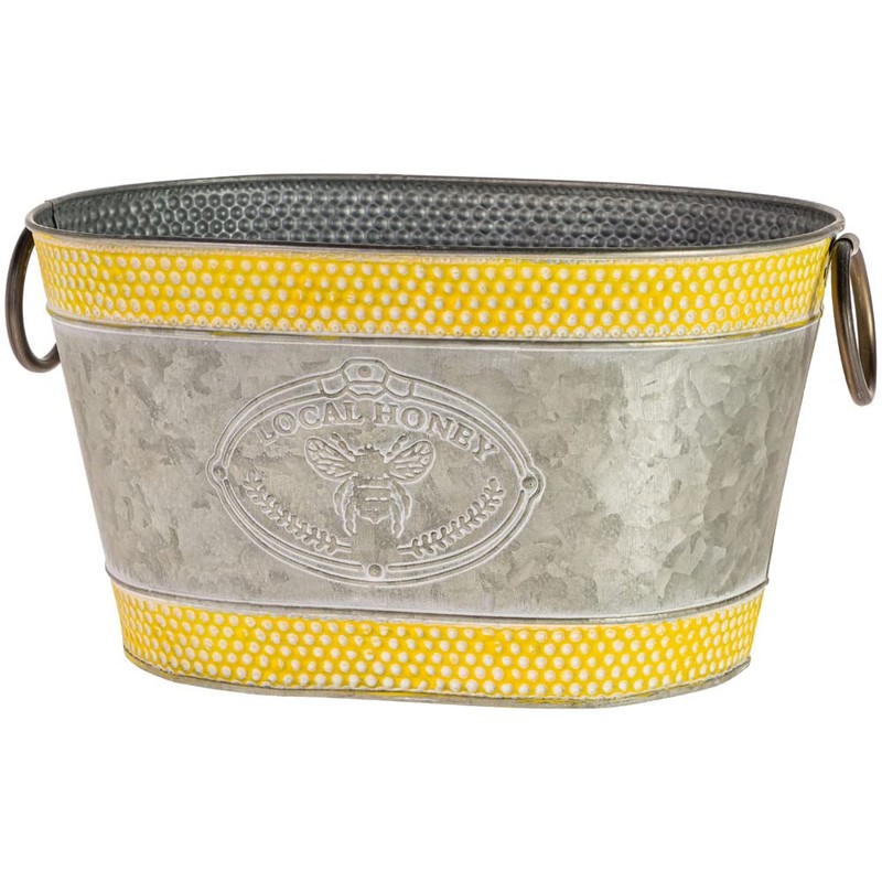Boston International Oval Tins Set of Two Textured Galvanized Metal