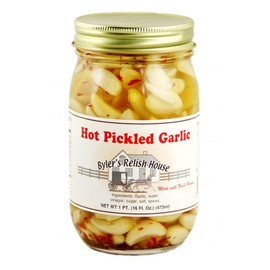 Byler's Relish House Homemade Amish Country Hot Pickled Garlic 16 oz.