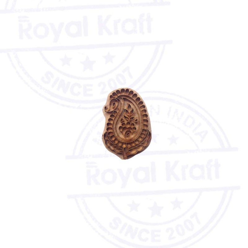 Ornate Print Stamp Brass Paisley Pattern Wood Clay Block