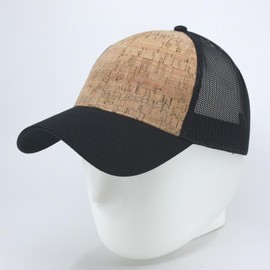 Vintage Year Plain Two Tone Cotton Twill Mesh Adjustable Trucker Baseball Cap (Black/Cork/Black)