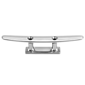 QWORK® 150 mm cleat made of 316 stainless steel, flat with 2 holes, extremely rust-proof, salt water and UV resistant, mooring clamp for rope, ropes, flag poles