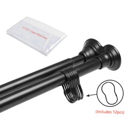 Utopia Alley Adjustable 72-Inch Double Shower Curtain Tension Rods - Rust-Proof Aluminum with Rubber End Cap,Includes Shower liner and shower hook (Black)