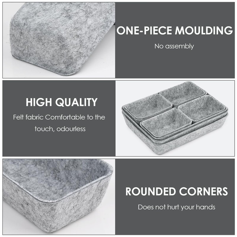 MOPLA Pack of 8 Felt Drawer Organiser System, Felt Basket